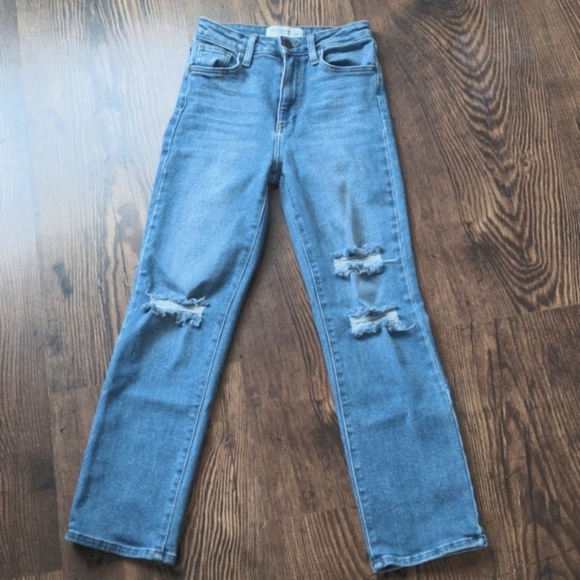 Just Black Chill Take Medium Wash High-Rise Distressed Straight Leg Jeans - Picture 3 of 8